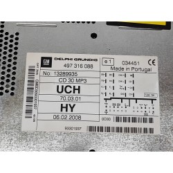 Recambio de sistema audio / radio cd para opel astra h ber. cosmo referencia OEM IAM 13289935 497316088 