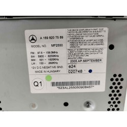 Recambio de sistema audio / radio cd para mercedes clase a (w169) a 180 cdi (169.007) referencia OEM IAM A1698207589  