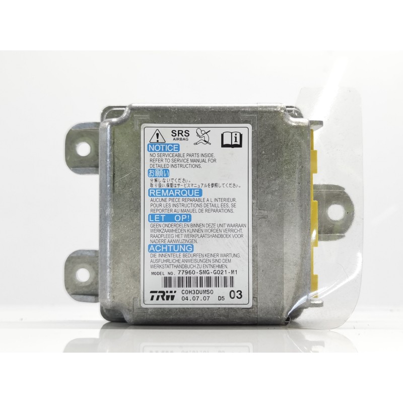Recambio de centralita airbag para honda civic berlina 5 (fk) 1.8 comfort referencia OEM IAM 77960SMGG021M1 Recambio de centralita airbag para honda civic berlina 5 (fk) 1.8 comfort referencia OEM IAM 77960SMGG021M1