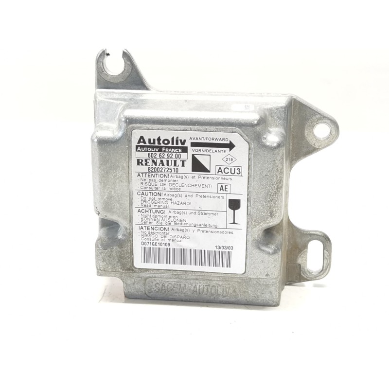 Recambio de centralita airbag para renault kangoo (f/kc0) authentique referencia OEM IAM 8200272510  