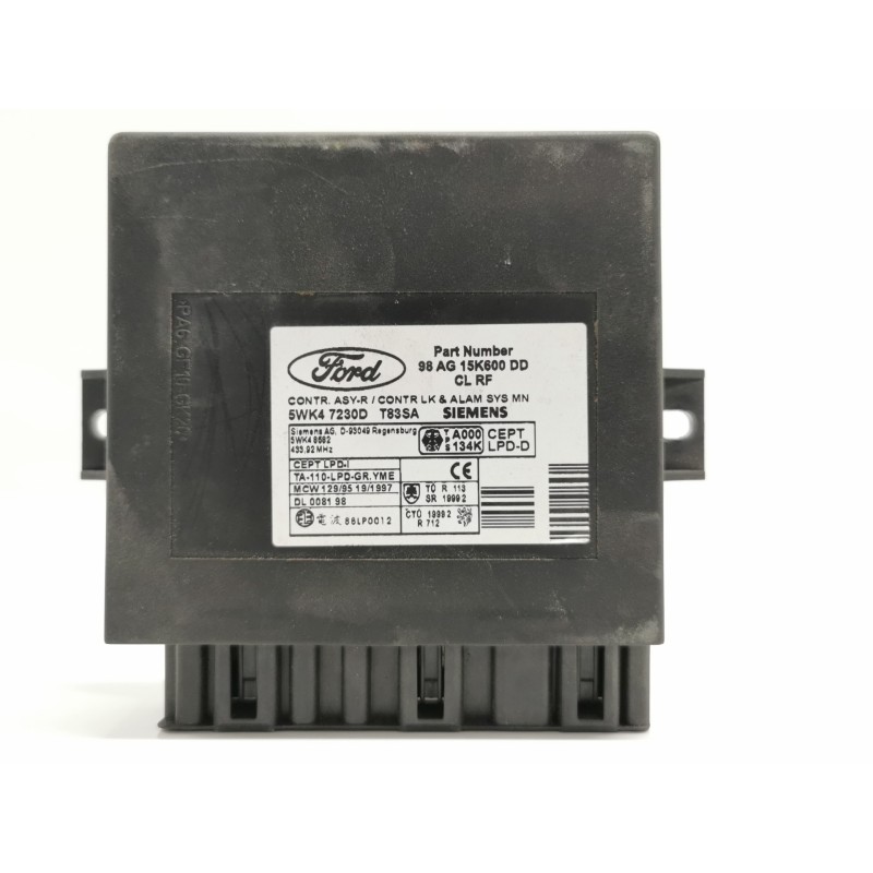 Recambio de centralita inmovilizador para ford focus berlina (cak) ambiente referencia OEM IAM 98AG15K600DD 5WK47230D Recambio de centralita inmovilizador para ford focus berlina (cak) ambiente referencia OEM IAM 98AG15K600DD 5WK47230D