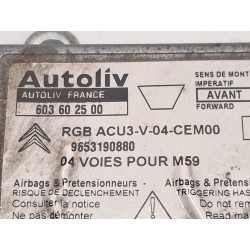 Recambio de centralita airbag para peugeot partner monospace (5_, g_) 1.9 d referencia OEM IAM 9653190880 603602500 